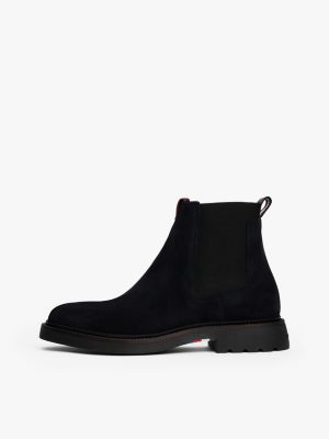 blue lightweight suede chelsea boots for men tommy hilfiger