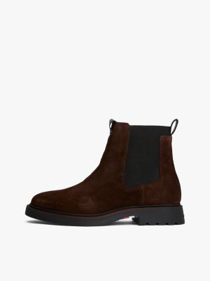 stivaletti chelsea in camoscio leggeri marrone da uomini tommy hilfiger