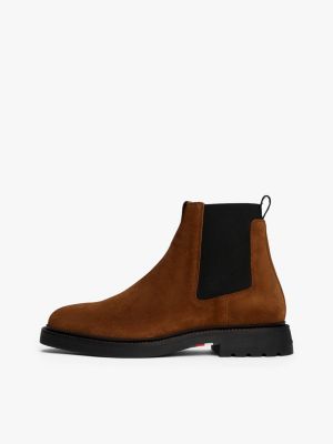 brown lightweight suede chelsea boots for men tommy hilfiger