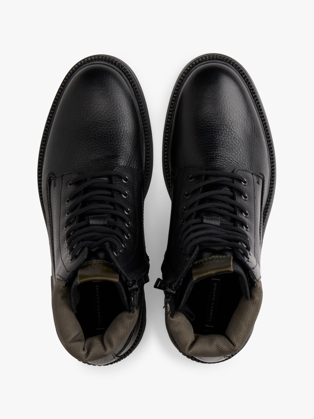 Lightweight Water Repellent Warm Lined Leather Boots — Black
