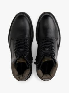 Lightweight Water Repellent Warm Lined Leather Boots — Black 3