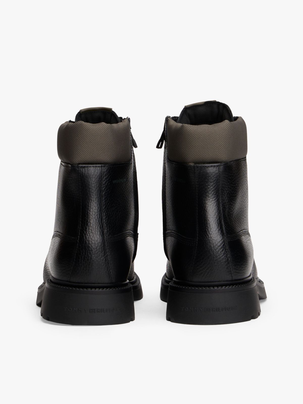 Lightweight Water Repellent Warm Lined Leather Boots — Black