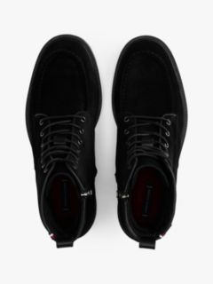 Suede Warm Lined Cleat Moc Toe Boots — Black 3