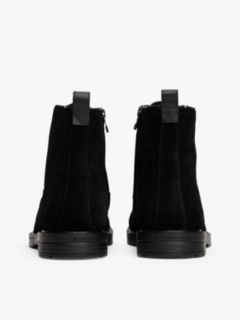 Suede Warm Lined Cleat Moc Toe Boots — Black 4