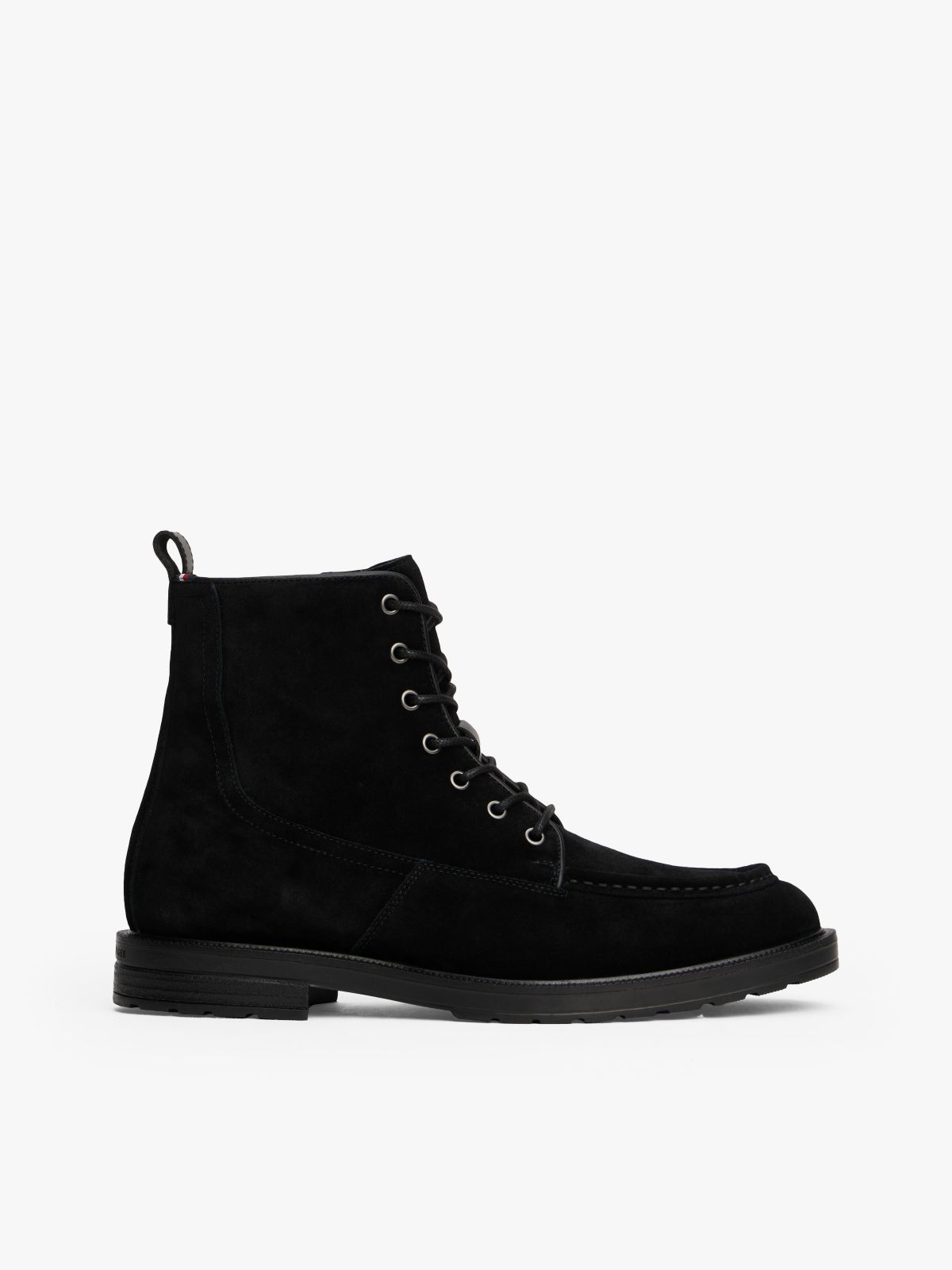 Suede Warm Lined Cleat Moc Toe Boots — Black
