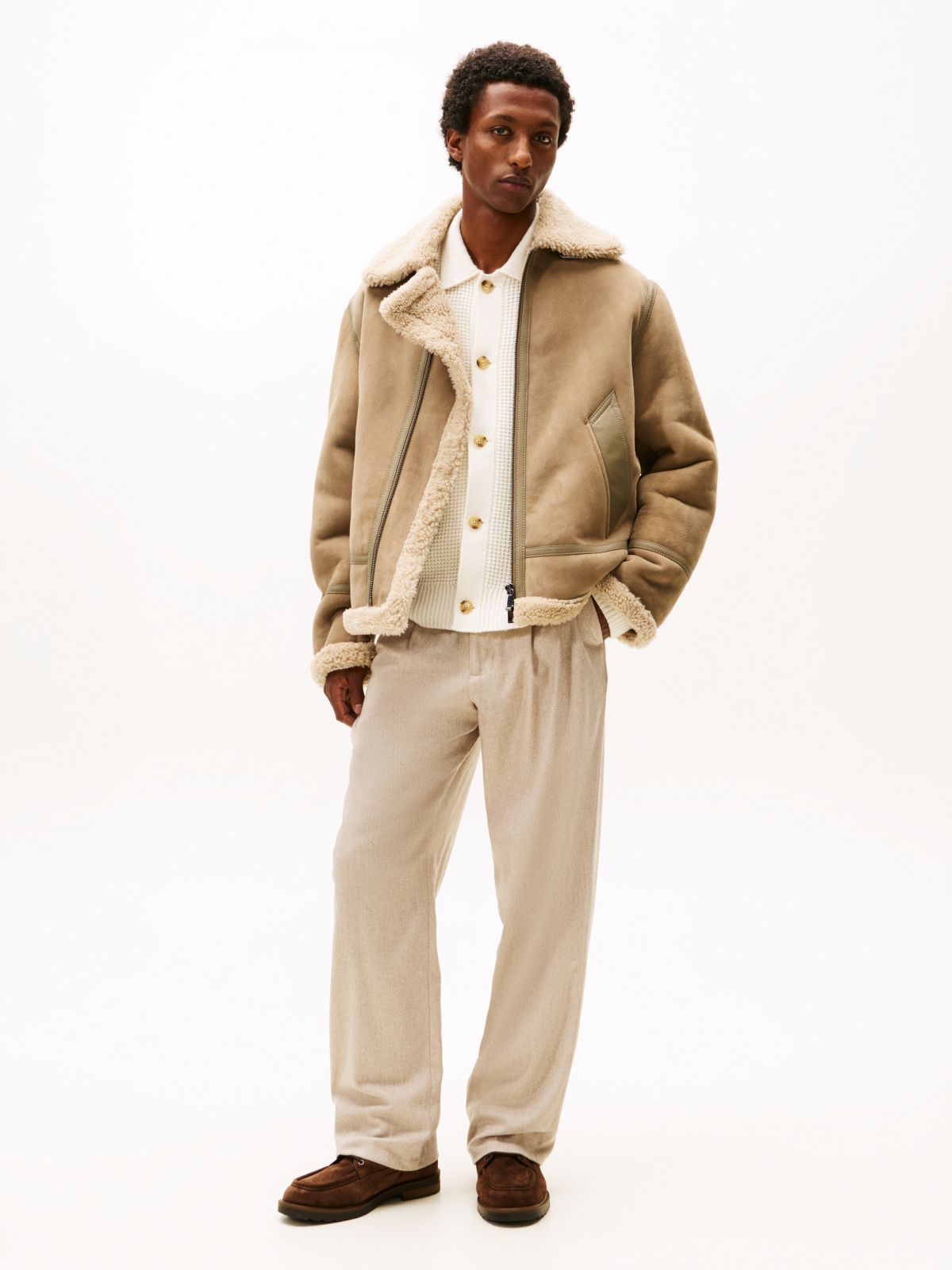 Suede Warm Lined Cleat Moc Toe Boots — Brown
