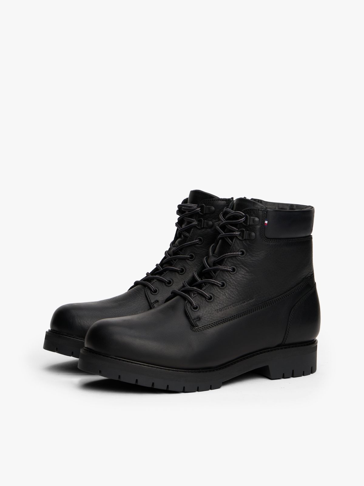 Cleat Leather Lace-Up Boots — Black