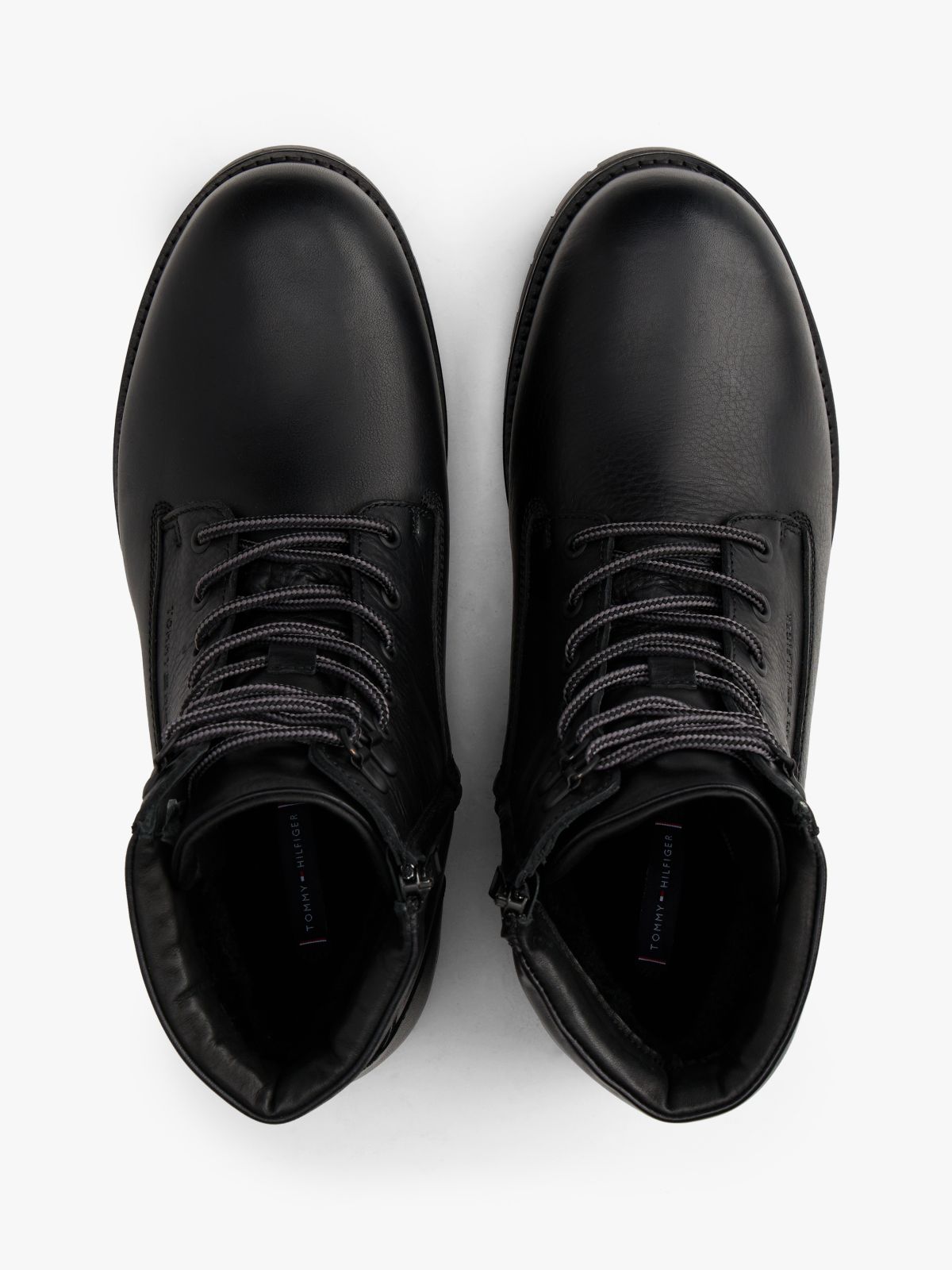 Cleat Leather Lace-Up Boots — Black