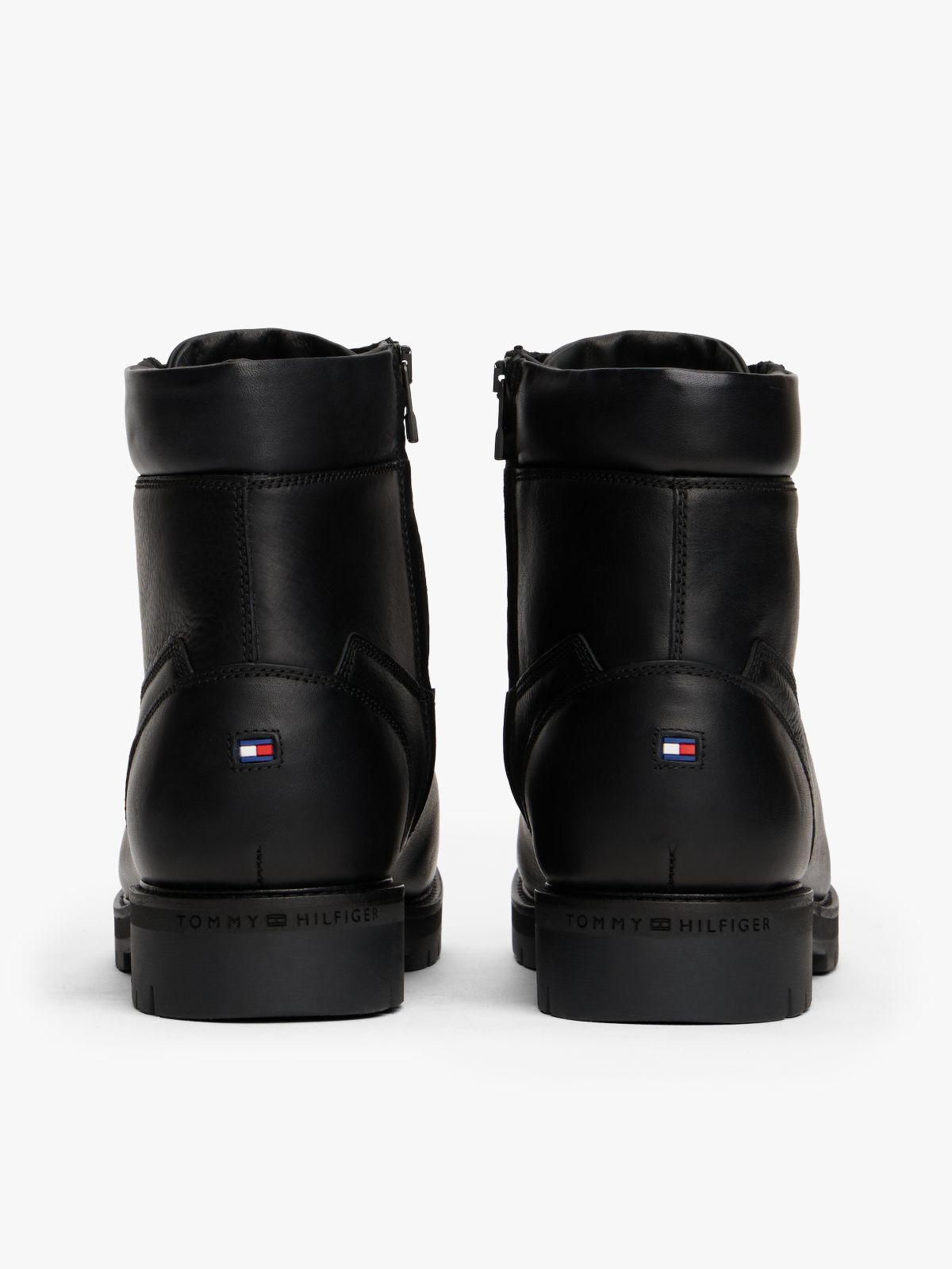 Cleat Leather Lace-Up Boots — Black