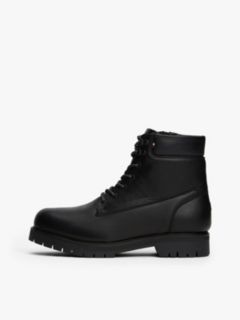 Cleat Leather Lace-Up Boots — Black 7