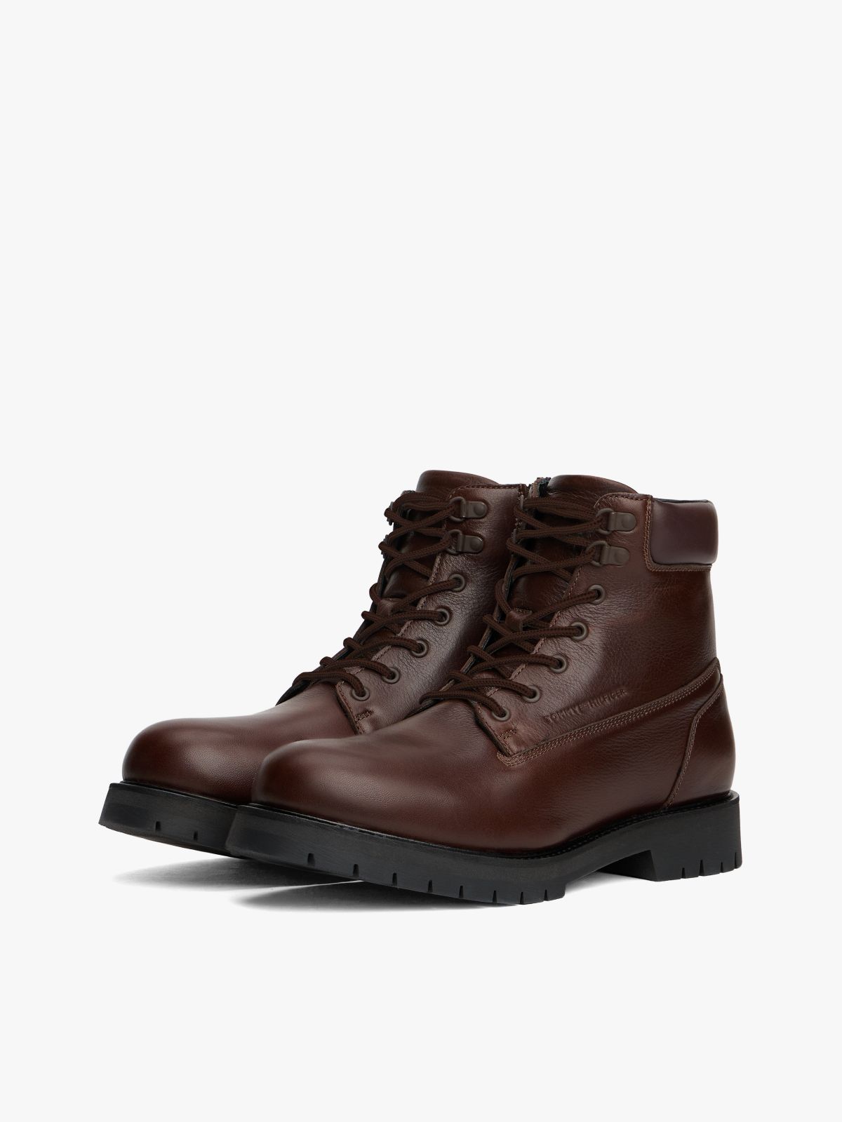 Cleat Leather Lace-Up Boots — Brown