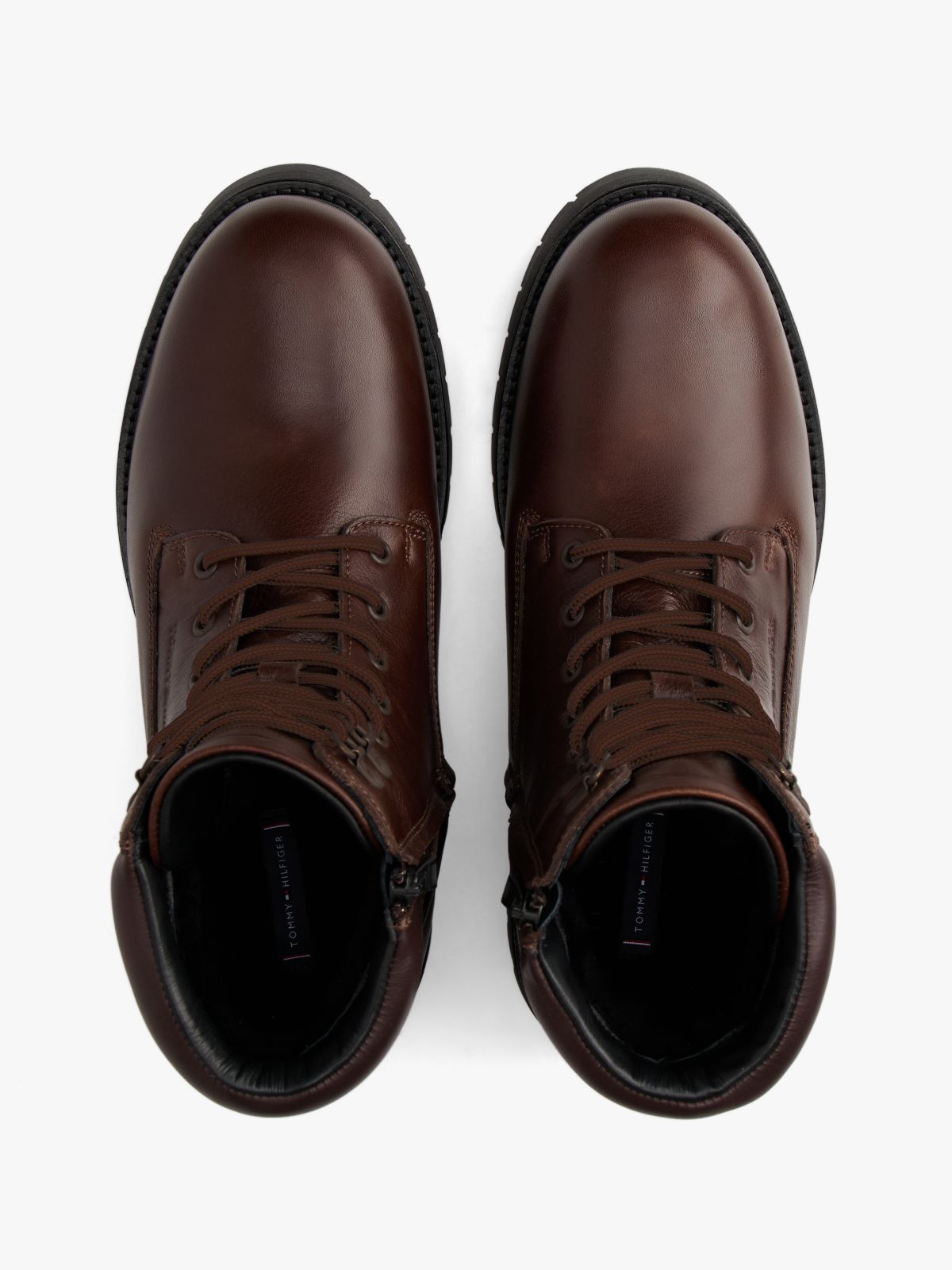 Cleat Leather Lace-Up Boots — Brown