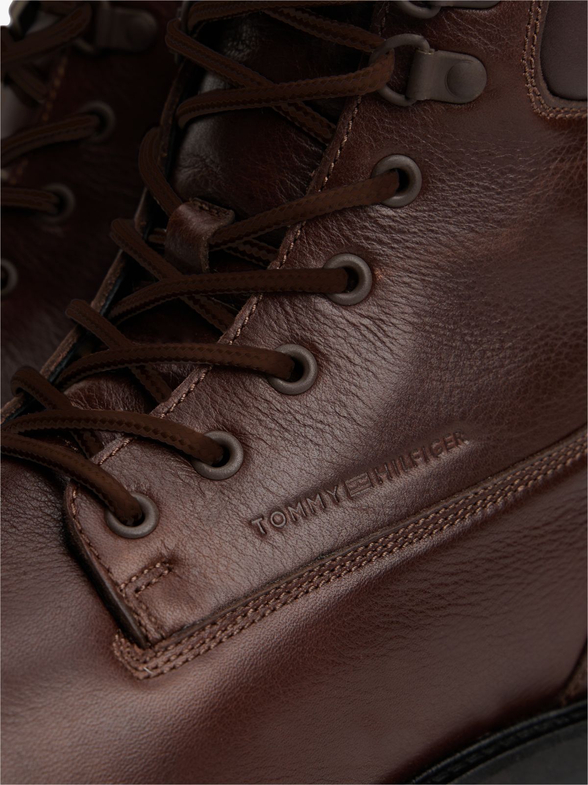 Cleat Leather Lace-Up Boots — Brown