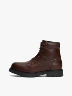 Cleat Leather Lace-Up Boots — Brown 7