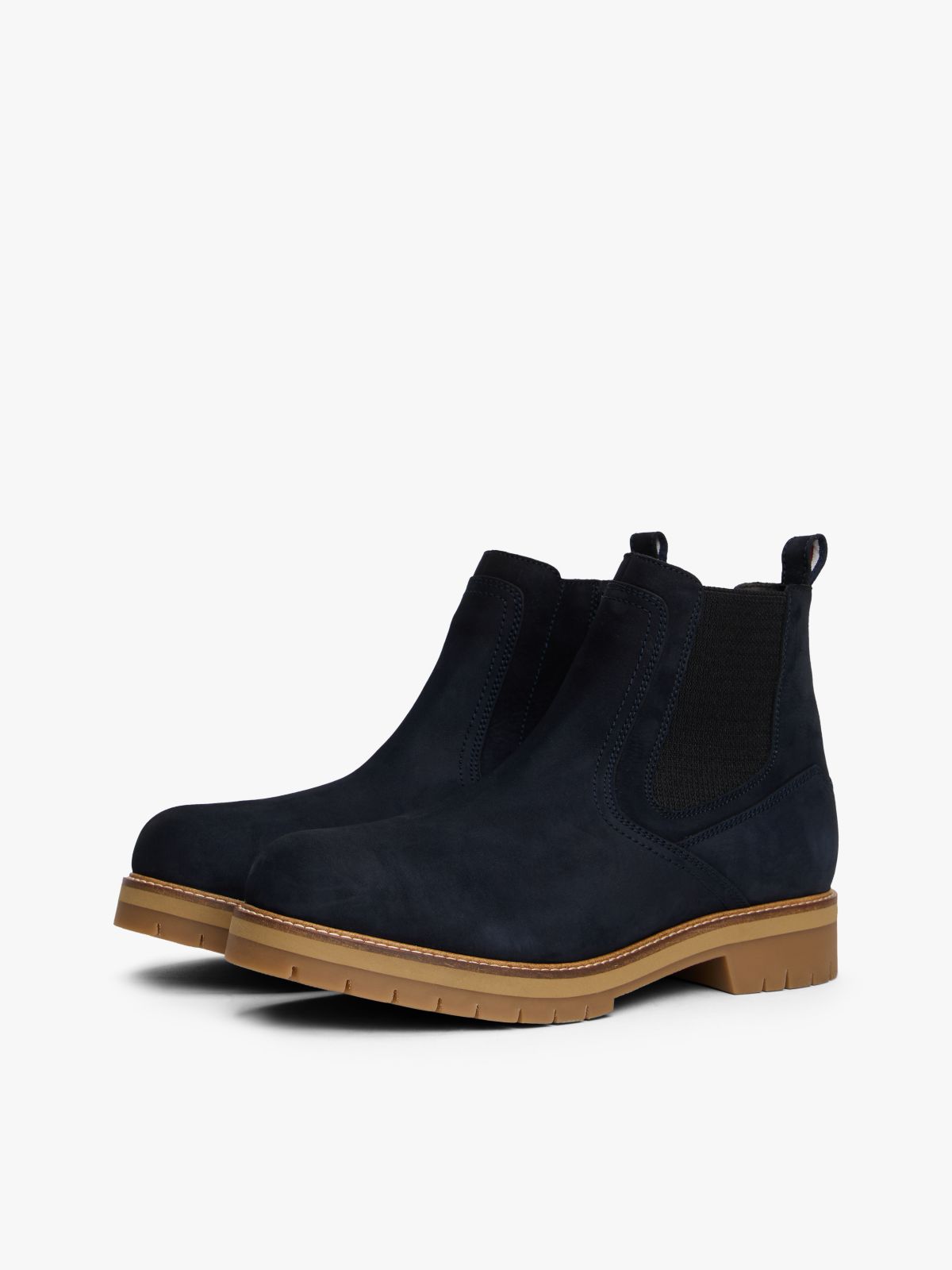 Leather Cleat Chelsea Boots — Blue