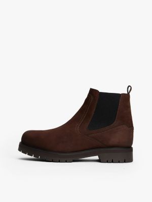 braun chelsea-boot aus leder mit rutschhemmender sohle für herren - tommy hilfiger