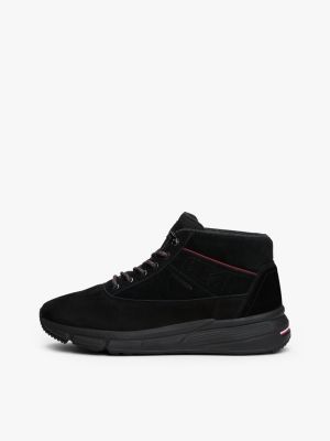 schwarz hybrid-stiefel aus leder für herren - tommy hilfiger