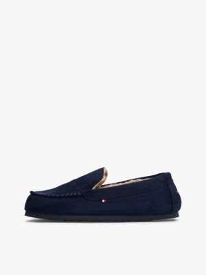 niebieski mokasyny domowe z ciepłą wyściółką dla mężczyźni - tommy hilfiger