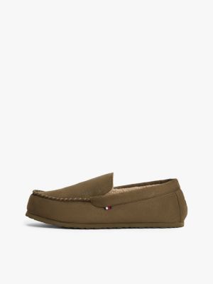 green fleece lined driver slippers for men tommy hilfiger