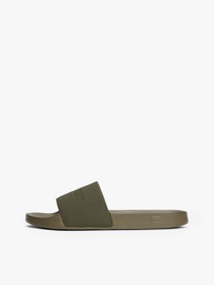 sandali da piscina con logo tono su tono verde da uomini tommy hilfiger