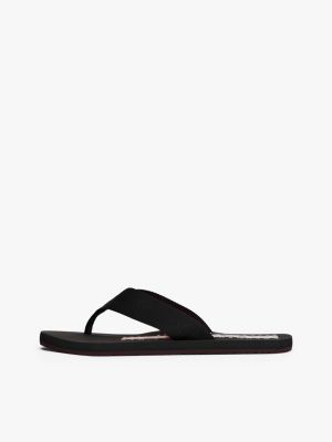 zwart teenslipper met band van webbing voor heren - tommy hilfiger