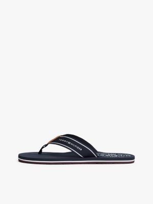 tongs à bride en toile bleu pour hommes tommy hilfiger