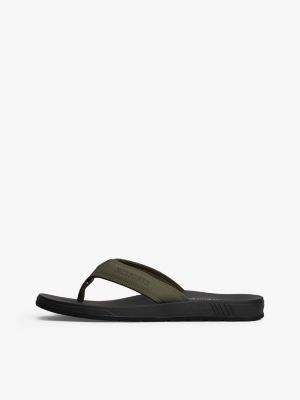 khaki logo flip-flops for men tommy hilfiger