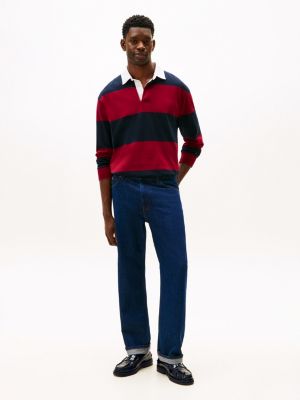 schwarz leder-loafer mit geprägtem logo für herren - tommy hilfiger