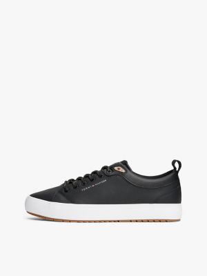 schwarz rutschhemmender sneaker mit leder für herren - tommy hilfiger