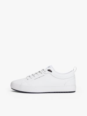 weiß rutschhemmender sneaker mit leder für herren - tommy hilfiger