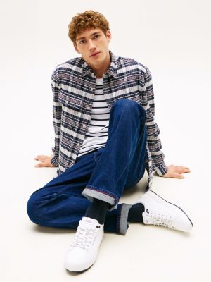 weiß rutschhemmender sneaker mit leder für herren - tommy hilfiger