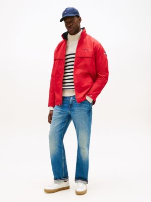 sneakers in pelle con mix di texture bianco da uomini tommy hilfiger