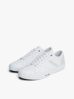 Leather Mixed Texture Trainers — White 2