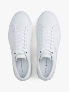 Leather Mixed Texture Trainers — White 3