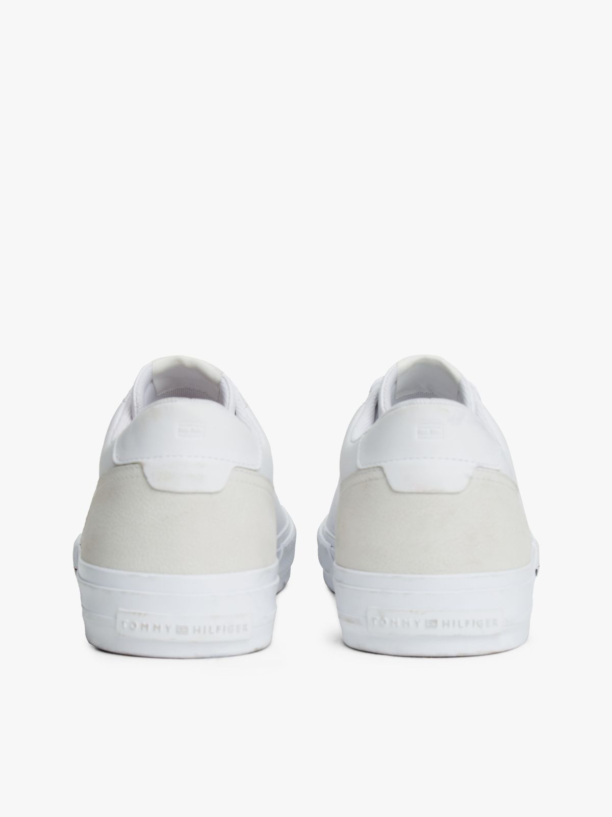 Leather Mixed Texture Trainers — White
