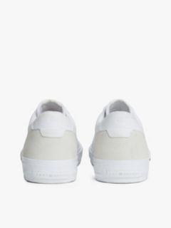 Leather Mixed Texture Trainers — White 4