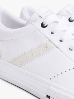 Leather Mixed Texture Trainers — White 6
