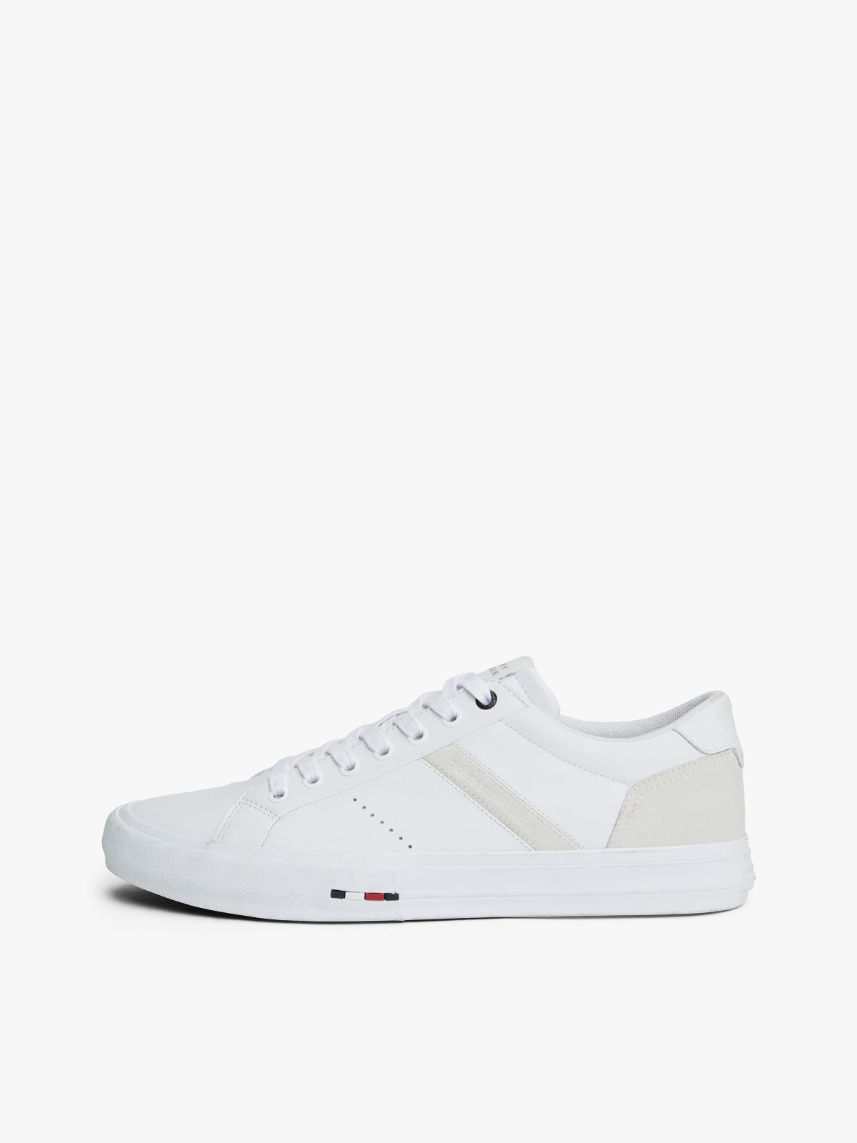 Leather Mixed Texture Trainers — White