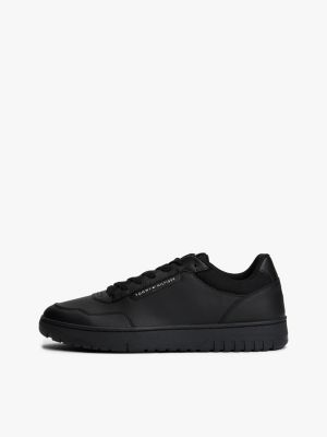black cleat basketball trainers with leather for men tommy hilfiger
