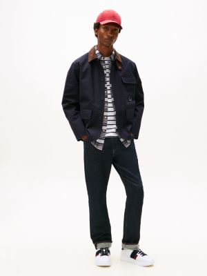 baskets multitextures à semelle crantée blanc pour hommes tommy hilfiger