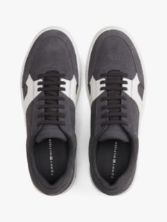 Suede Mixed Texture Court Trainers — Grey 3