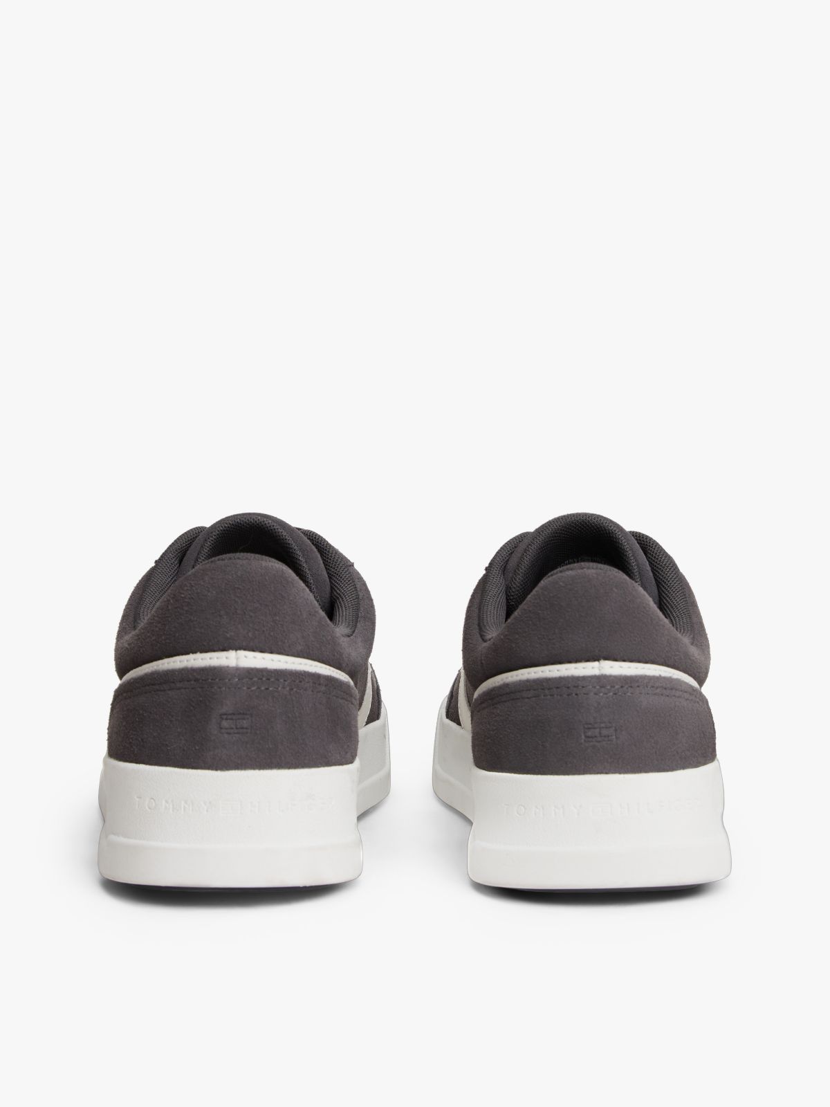 Suede Mixed Texture Court Trainers — Grey