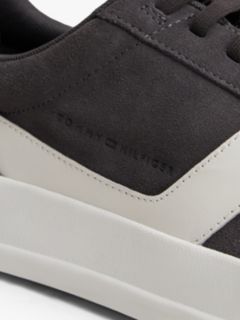 Suede Mixed Texture Court Trainers — Grey 6