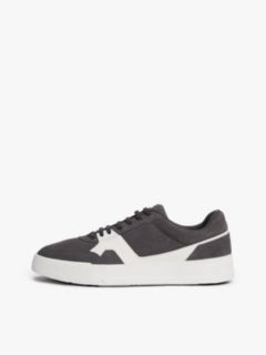 Suede Mixed Texture Court Trainers — Grey 7