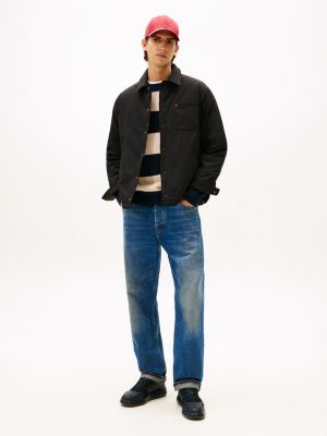 baskets en cuir à semelle finement crantée noir pour hommes tommy hilfiger