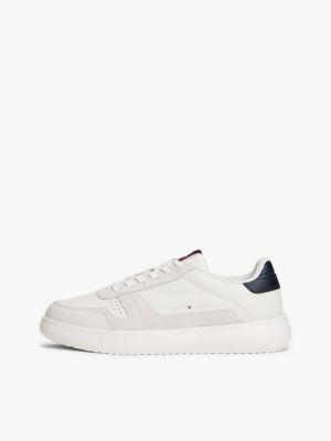 white leather fine-cleat trainers for men tommy hilfiger