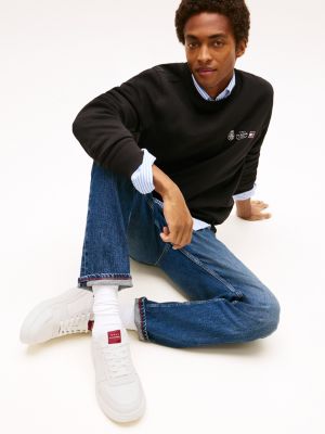 white leather fine-cleat trainers for men tommy hilfiger