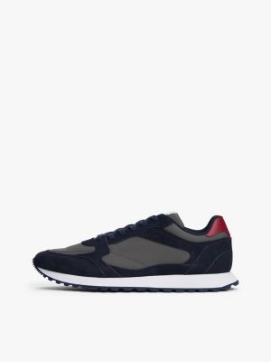 blau rutschhemmender wildleder-sneaker für herren - tommy hilfiger