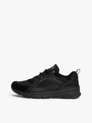 black mixed texture cleat trainers for men tommy hilfiger