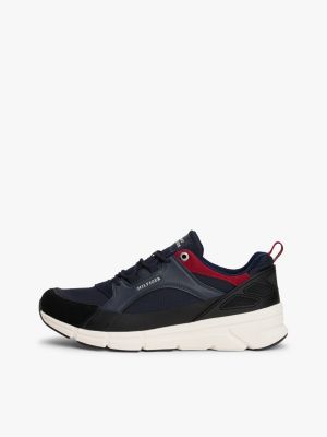 blue mixed texture cleat trainers for men tommy hilfiger
